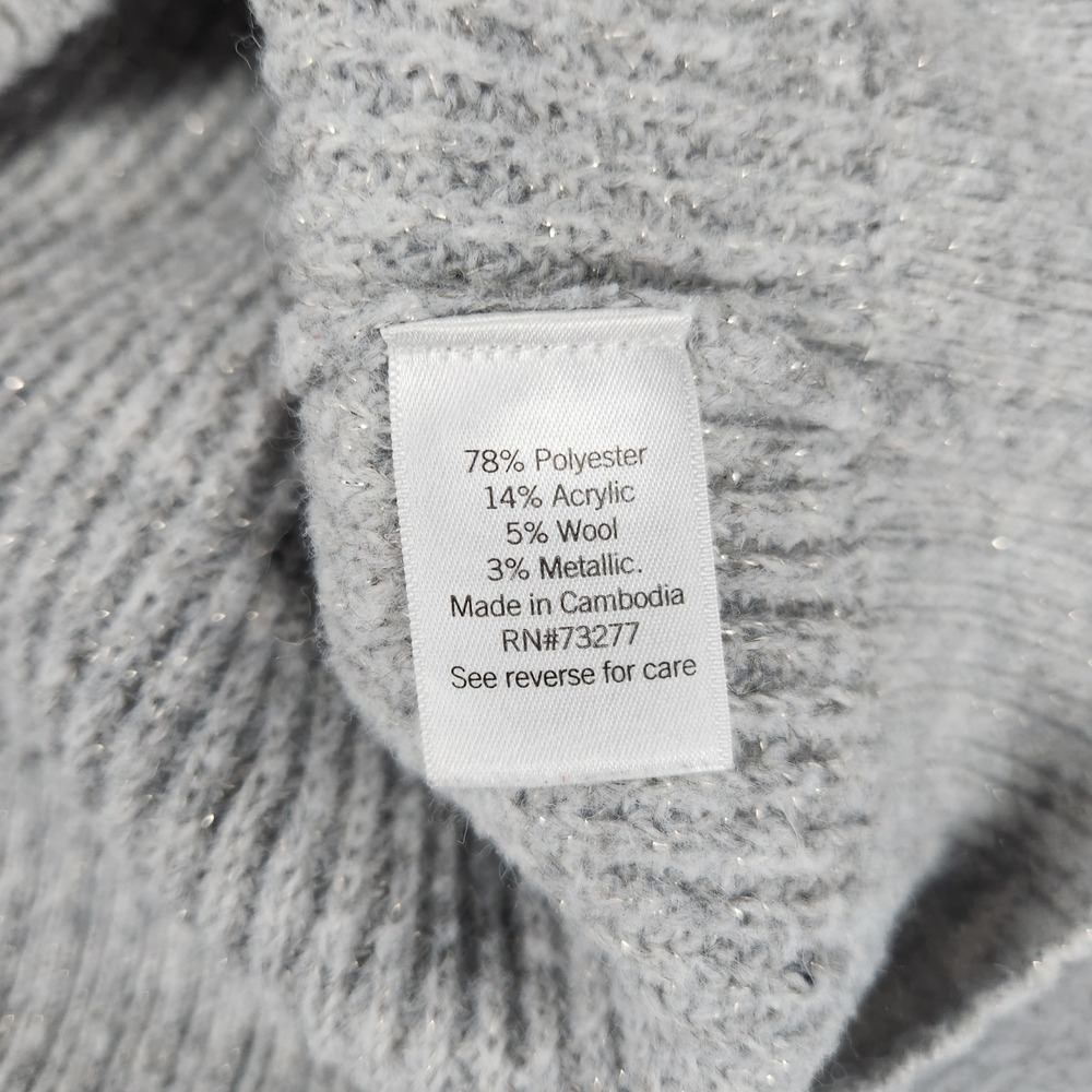 SO Sweater Girls L 10/12 Gray Shimmer Ribbed Knit Long Sleeve Crew Neck Pullover - Picture 7 of 8